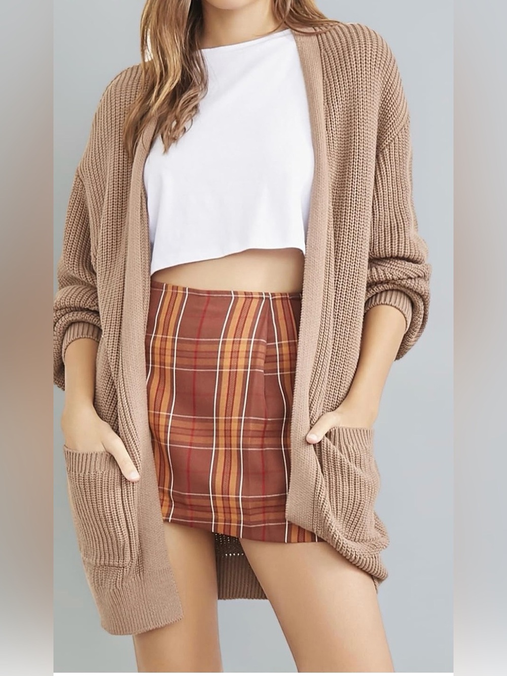 Forever 21 Women's Plaid High-Rise Skort Skirt